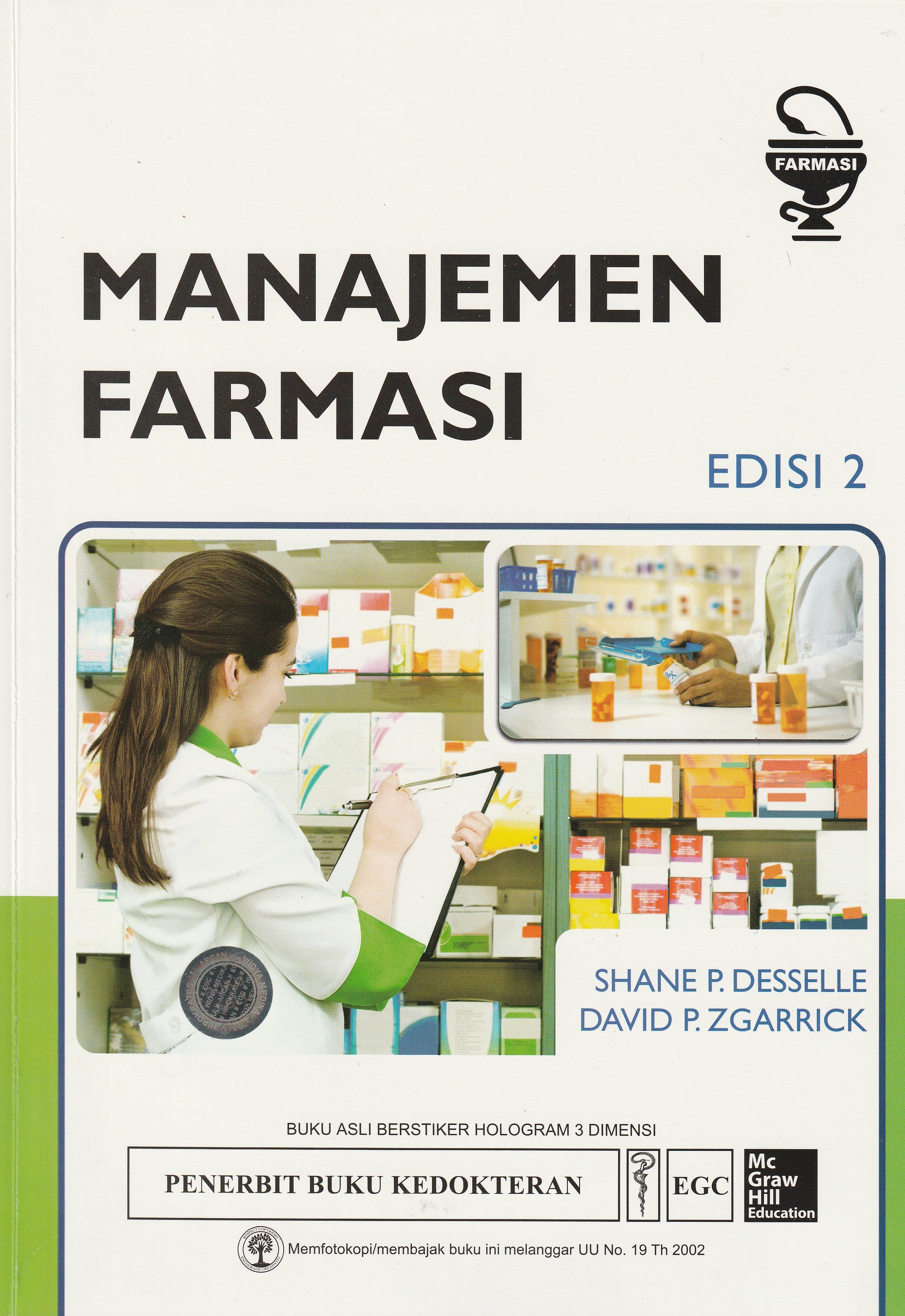 Cover Manajemen Farmasi. :  - / Shane P. Desselle