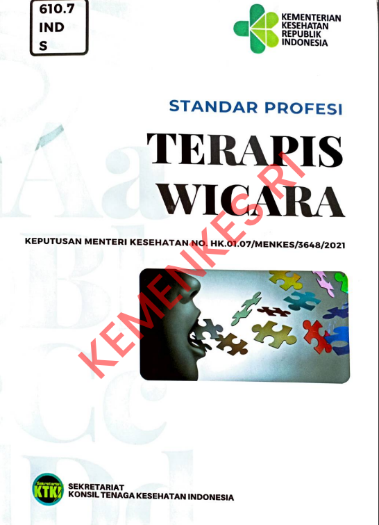 Cover STANDAR PROFESI TERAPIS WICARA :  Keputusan Menteri Kesehatan / Waspada, S.Tr Kes