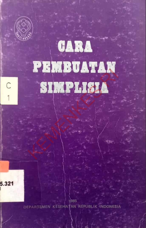 Cover Cara Pembuatan Simplisia / Dr. Midian Sirait