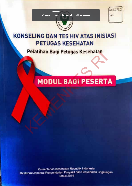 Cover Konselin dan Tes HIV Atas Inisiasi Petugas Kesehatan Pelatihan Bgai Petugas Kesehatan / Masna Pita, SKM