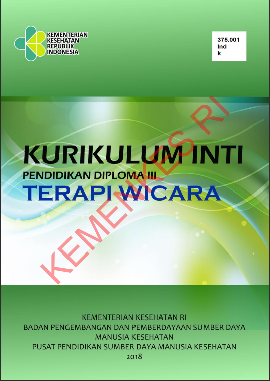 Cover Kurikulum Inti Pendidikan :  Diploma III Terapi Wicara / Yuyun Widyaningsih,SKp,MKM