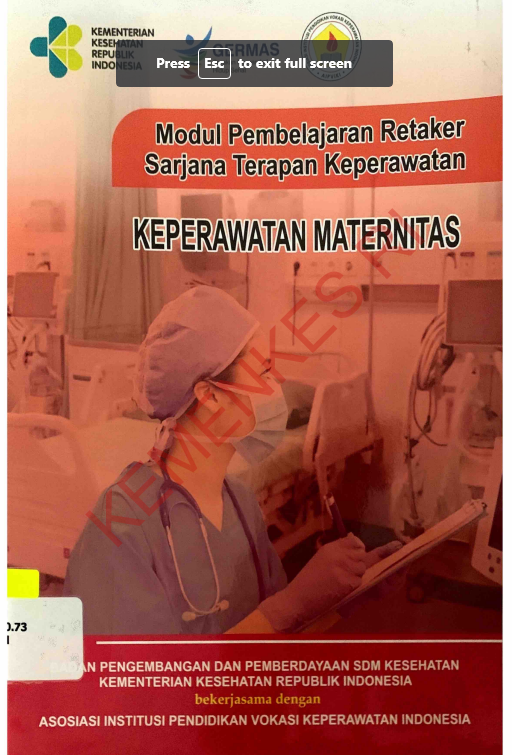 Cover Modul Pembelajaran Retaker Serjana Terapan Keperawatan :  Keperawatan Maternitas / Badan Pengembangan dan Pemberdayaan Sumber Daya Manusia Kesehatan