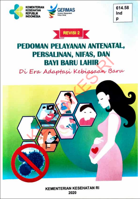 Cover Pedoman pelayanan Antenatal, persalinan, nifas, dan bayi baru lahir :  Di Era Adaptasi Kebiasaan Baru / Direktorat Jenderal Kesehatan Masyarakat