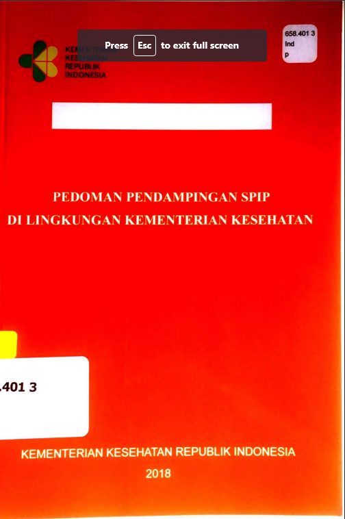 Cover Pedoman pendampingan SPIP di lingkungan Kementerian Kesehatan / Inspektorat Jenderal