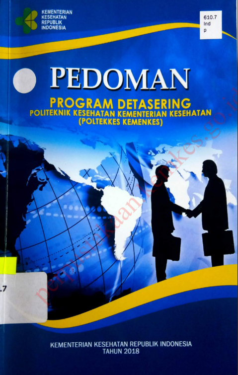 Cover Pedoman program detasering Politeknik Kesehatan Kementerian Kesehatan (Poltekkes Kemenkes) / Badan Pengembangan dan Pemberdayaan Sumber Daya Manusia Kesehatan