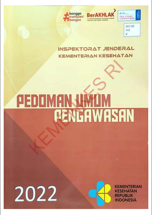 Cover Pedoman Umum Pengawasan Inspektorat Jendral Kementrian Kesehatan / Inspektorat Jenderal