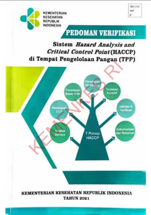 Cover Pedoman Verifikasi Sistem Hazard Analysis and Critical Control Point (HACCP) di Tempat Pengelolaan Pangan (TPP) / Direktorat Jenderal Kesehatan Masyarakat