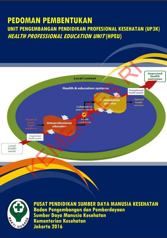 Cover Pedoman Pembentukan Unit Pengembangan Pendidikan Profesional Kesehatan :  Health Professional Education Unit (HPEU) / Badan Pengembangan dan Pemberdayaan Sumber Daya Manusia Kesehatan
