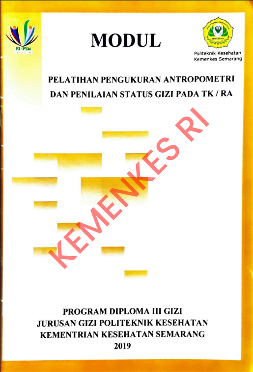 Cover Modul Pelatihan Pengukuran Antropemetri dan Penilaian Status Gizi pada TK_RA / Politeknik Kesehatan Kementerian Kesehatan Semarang