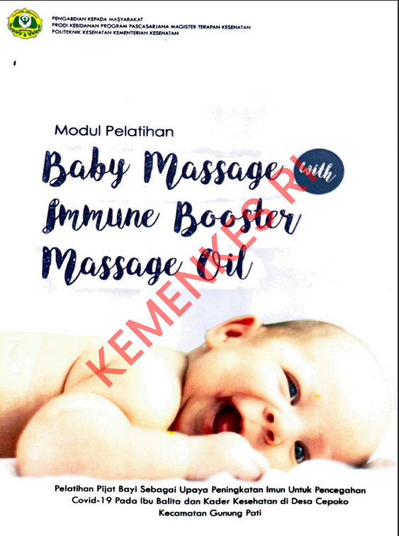 Cover MODUL PELATIHAN BABY MASSAGE IMMUNE BOOSTER MASSAGE OIL / Politeknik Kesehatan Kementerian Kesehatan Semarang