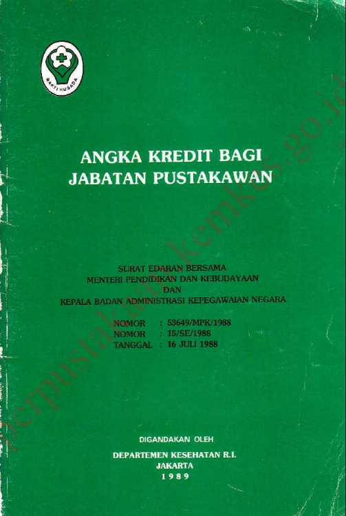 Cover Angka Kredit Bagi Jabatan Pustakawan / Sekretariat Jenderal