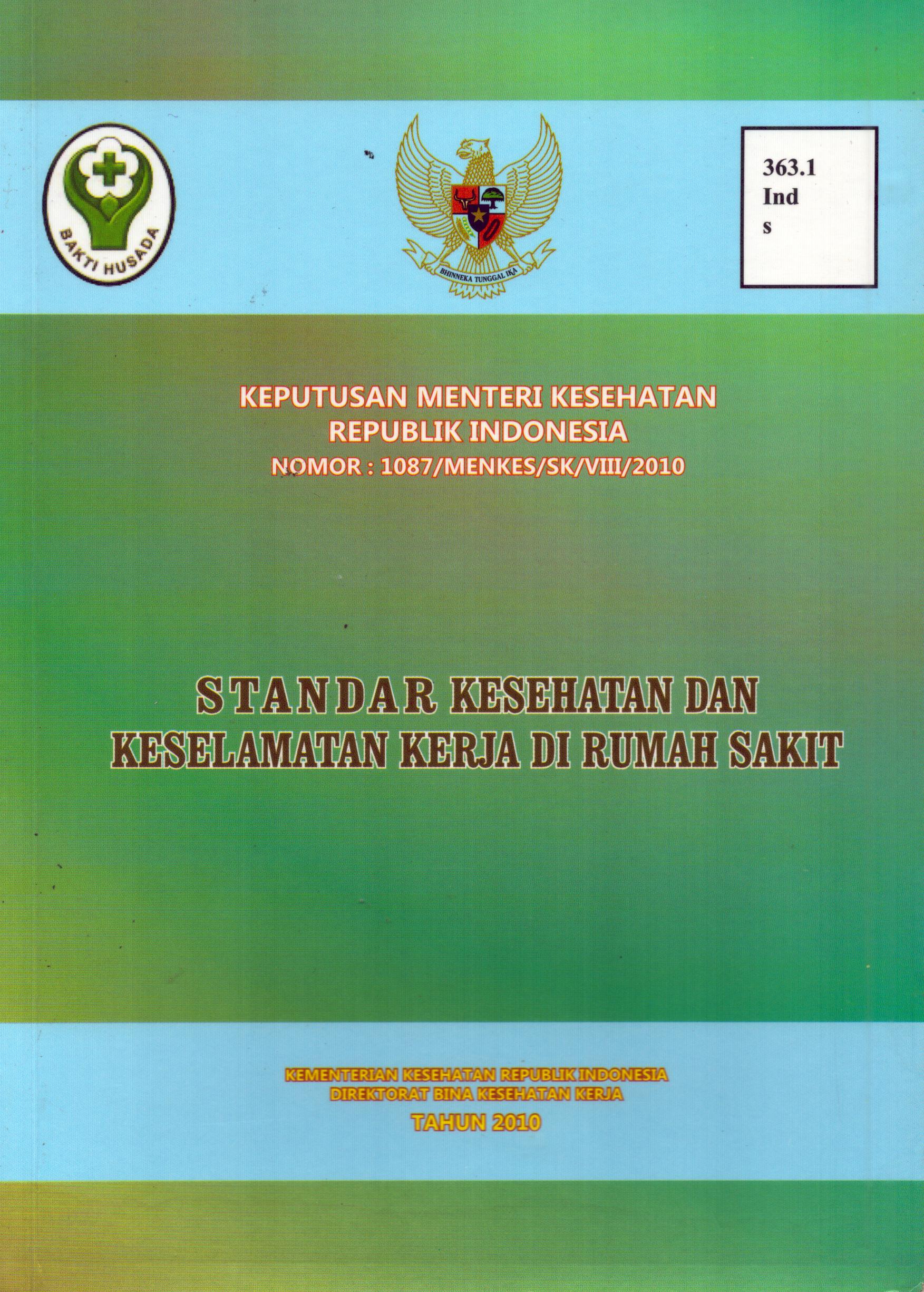 Cover Standar Kesehatan dan Keselamatan Kerja di Rumah Sakit / Kementerian Kesehatan Republik Indonesia