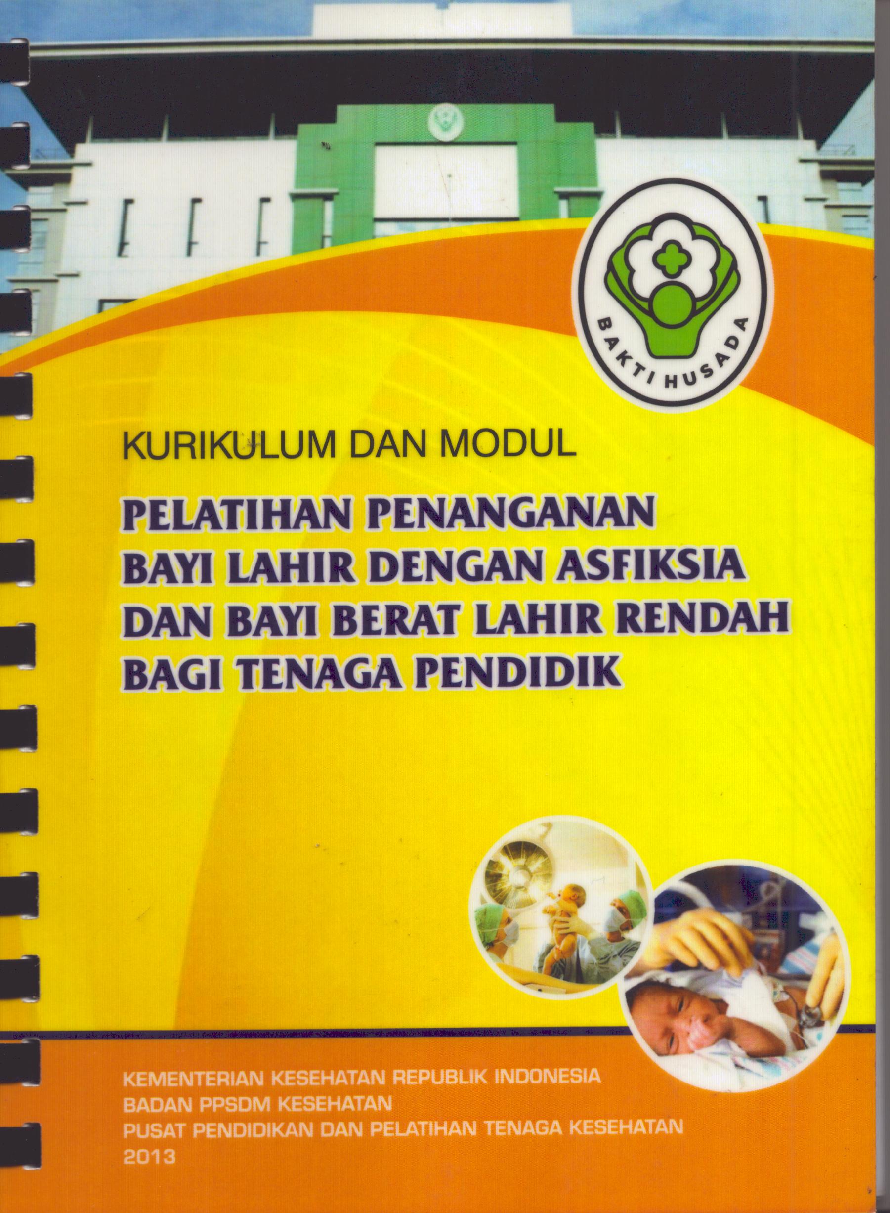 Cover Kurikulum dan Modul Pelatihan Penanganan Bayi Lahir dengan Asfiksia dan Bayi Berat Lahir Rendah bagi Tenaga Pendidik / Pusat Pendidikan dan Pelatihan Tenaga Kesehatan
