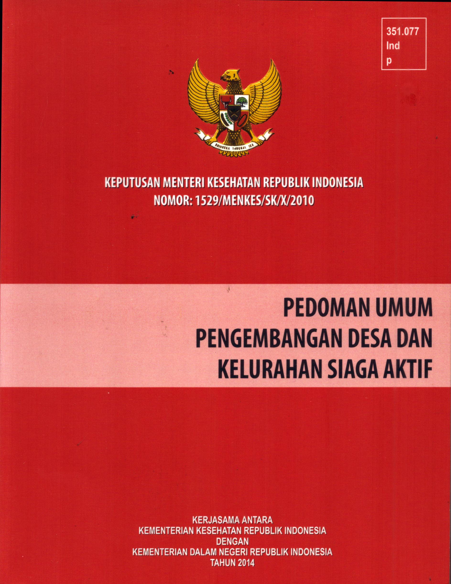 Cover Pedoman Umum Pengembangan Desa dan Kelurahan Siaga Aktif / Kementerian Kesehatan Republik Indonesia