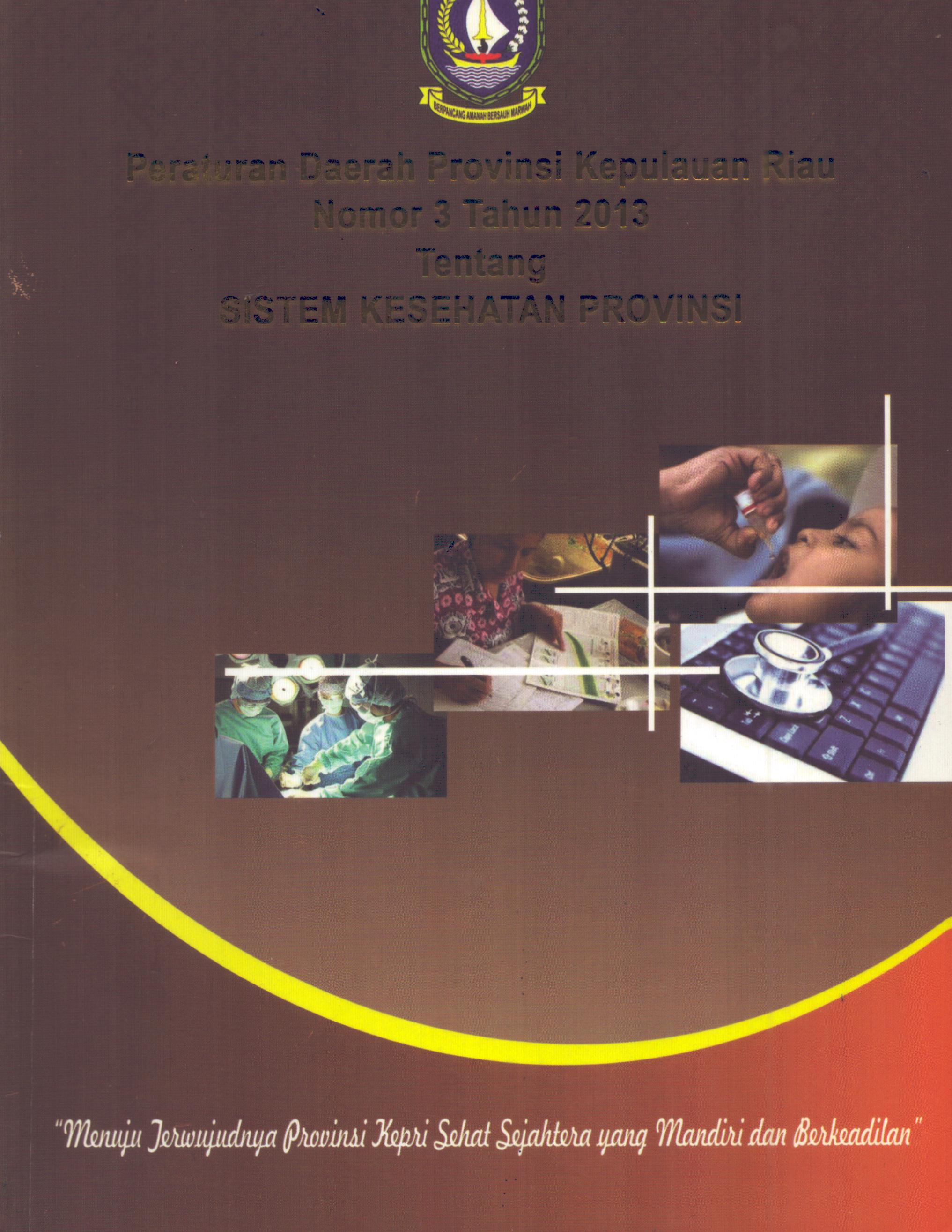 Cover Peraturan Daerah Provinsi Kepulauan Riau Nomor 3 Tahun 2013 Tentang Sistem Kesehatan Provinsi / Gubernur Provinsi Kepulauan Riau