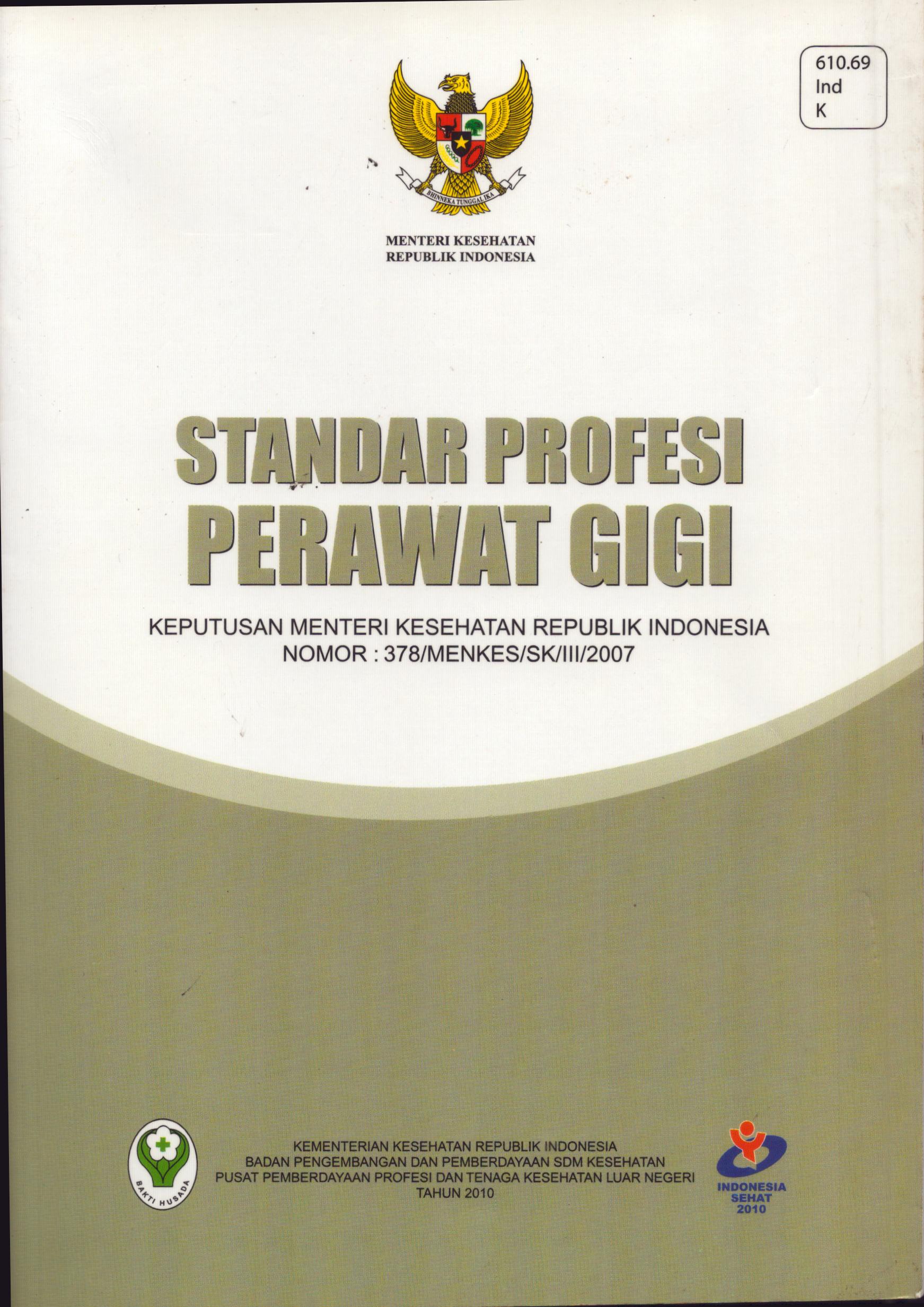 Cover Standar Profesi Perawat Gigi / Kementerian Kesehatan Republik Indonesia