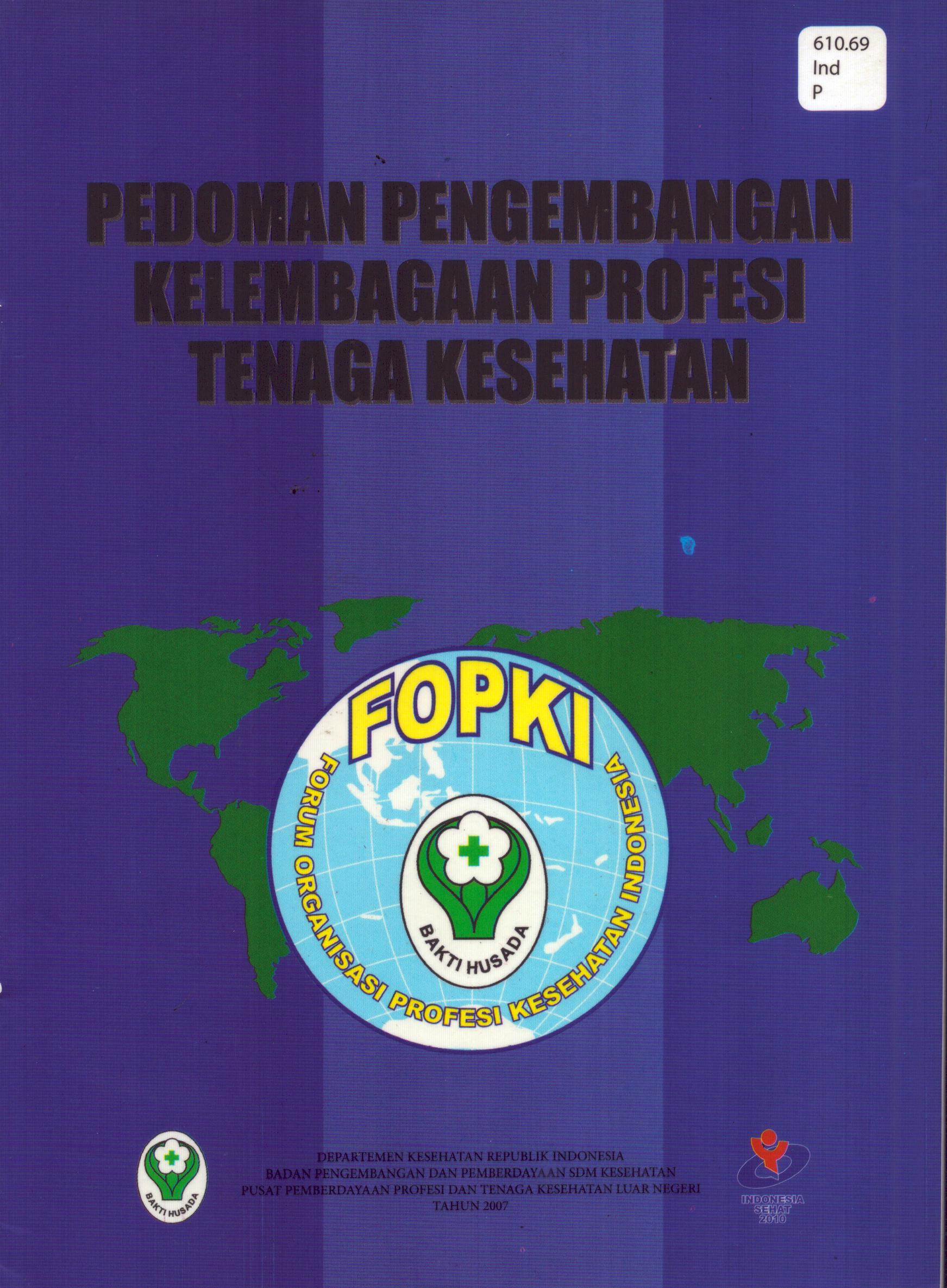 Cover Pedoman Pengembangan Kelembagaan Profesi Tenaga Kesehatan / Badan Pengembangan dan Pemberdayaan Sumber Daya Manusia Kesehatan