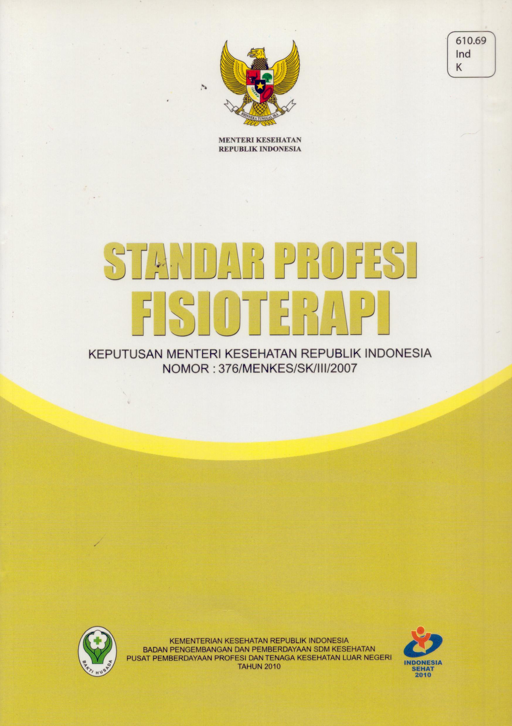 Cover Standar Profesi Fisioterapi / Departemen Kesehatan Republik Indonesia