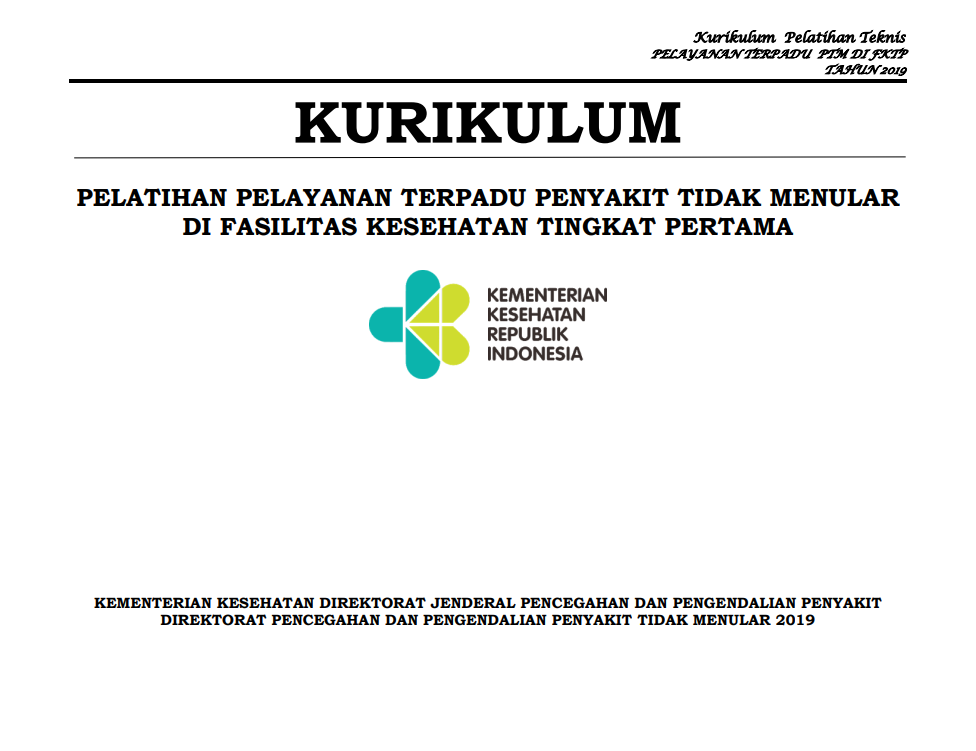 Cover Pelatihan Pelayanan Terpadu Penyakit Tidak Menular (Pandu PTM) di Fasilitas Kesehatan Tingkat Pertama (FKTP) / Direktorat Jenderal Pencegahan dan Pengendalian Penyakit