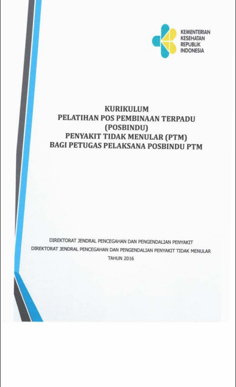 Cover Pelatihan Pos Pembinaan Terpadu (Posbindu) Penyakit Tidak Menular (PTM) bagi Petugas Pelaksana Posbindu PTM / Direktorat Jenderal Pencegahan dan Pengendalian Penyakit