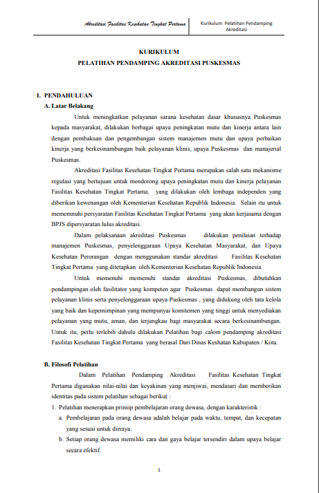Cover Pelatihan Pendamping Akreditasi Puskesmas / Dinas Kesehatan Provinsi Bali