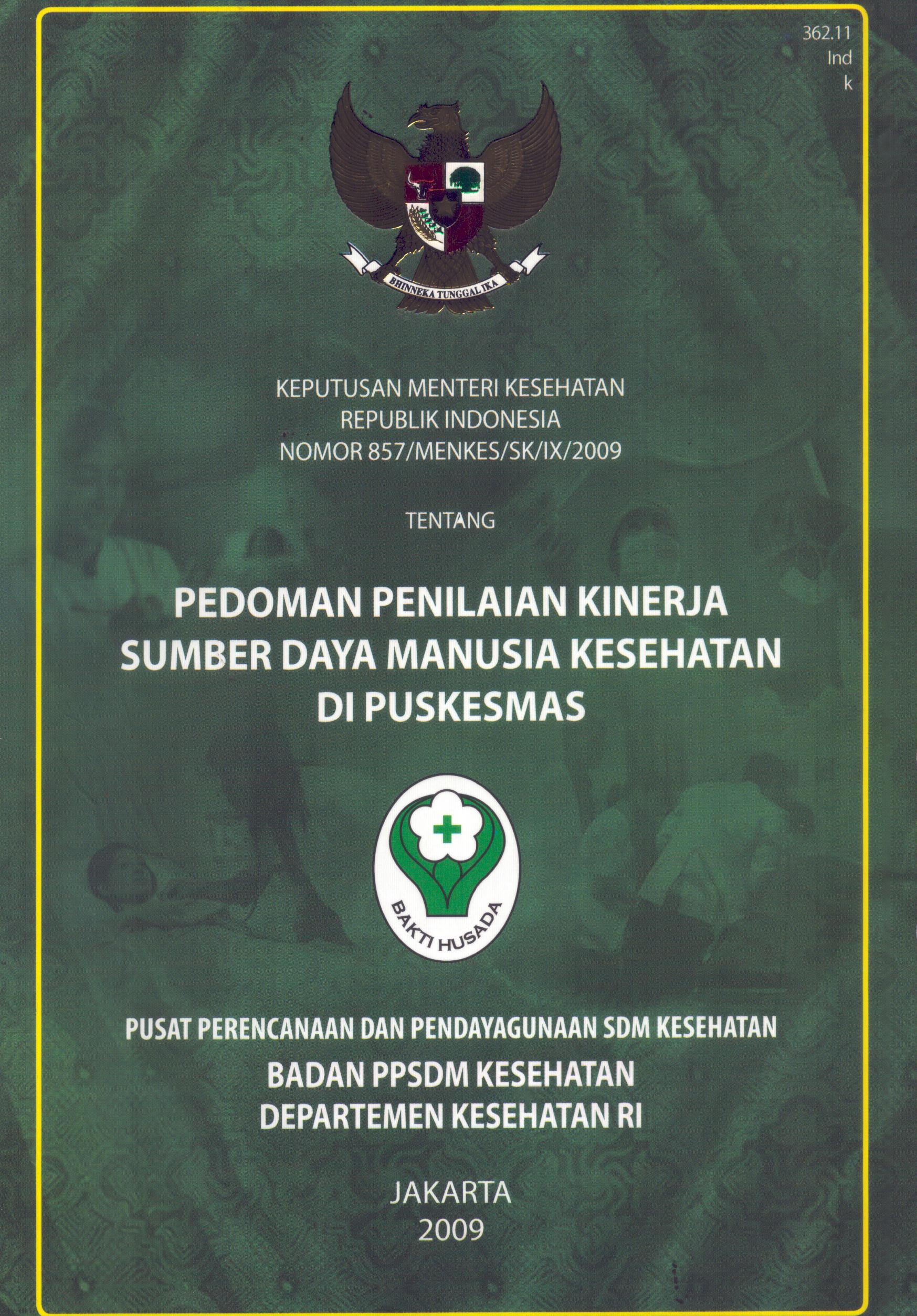Cover Pedoman Penilaian Kinerja Sumber Daya Manusia Kesehatan Manusia di Puskesmas / Badan Pengembangan dan Pemberdayaan Sumber Daya Manusia Kesehatan