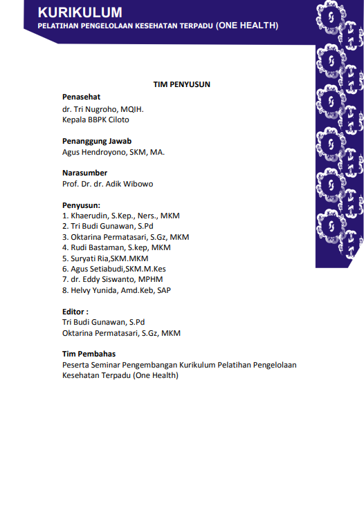 Cover Pelatihan Pengelolaan Kesehatan Terpadu (One Health) / Balai Besar Pelatihan Kesehatan (BBPK Ciloto)