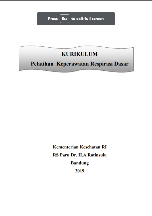 Cover Pelatihan Keperawatan Respirasi Dasar / RS Paru Dr. H.A Rotinsulu