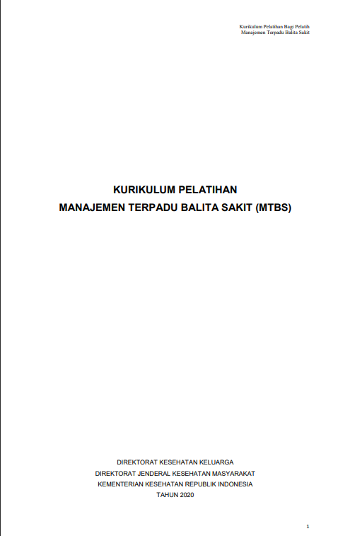 Cover Training of Trainer (ToT) Manajemen Terpadu Balita Sakit (MTBS) / Direktorat Kesehatan Keluarga