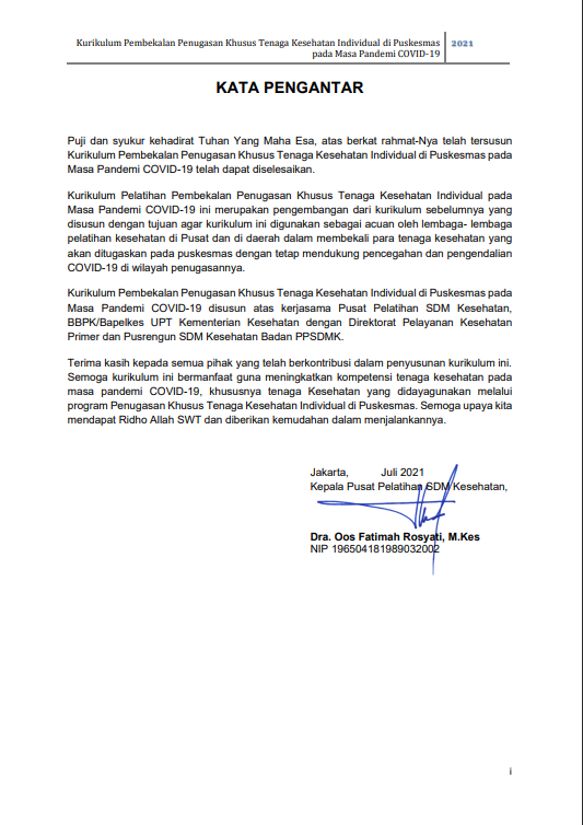Cover Pelatihan Penugasan Khusus Tenaga Kesehatan Individual di Puskesmas pada Masa Pandemi Covid-19 (Tahun 2021) / Pusat Pelatihan SDM Kesehatan,