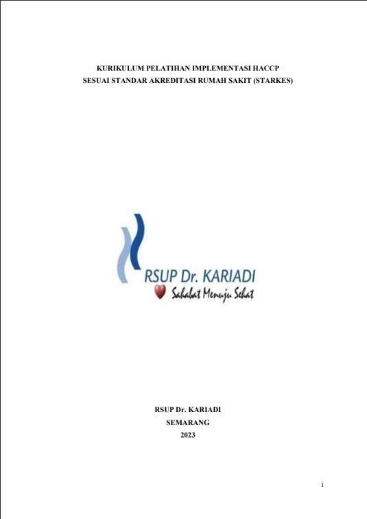 Cover Kurikulum Pelatihan Implementasi Haccp Sesuai Standar Akreditasi Rumah Sakit (Starkes) / RSUP DR. KARIADI