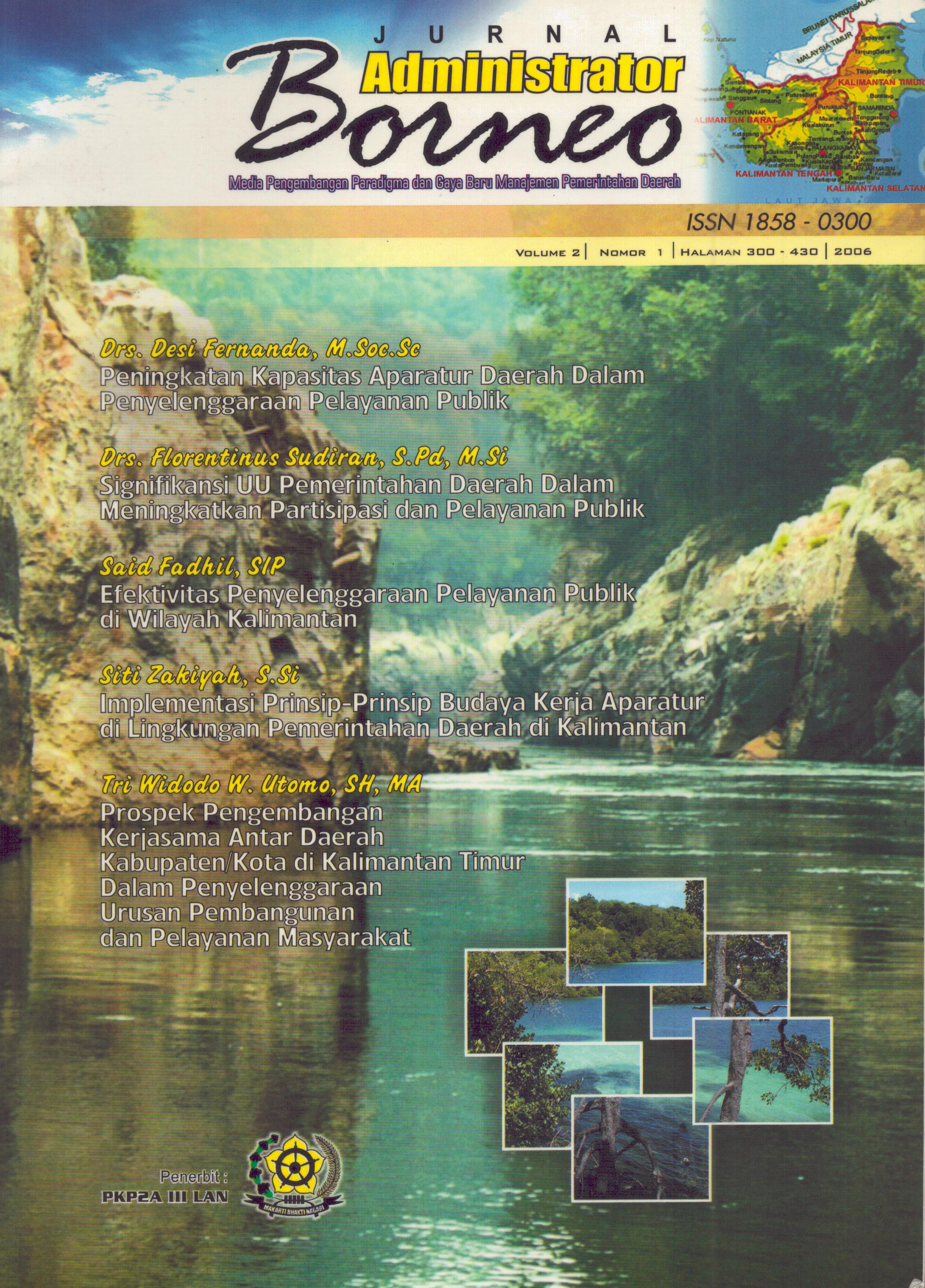 Cover Jurnal Administrator Borneo / Bidang Kajian Aparatur PKP2A III LAN