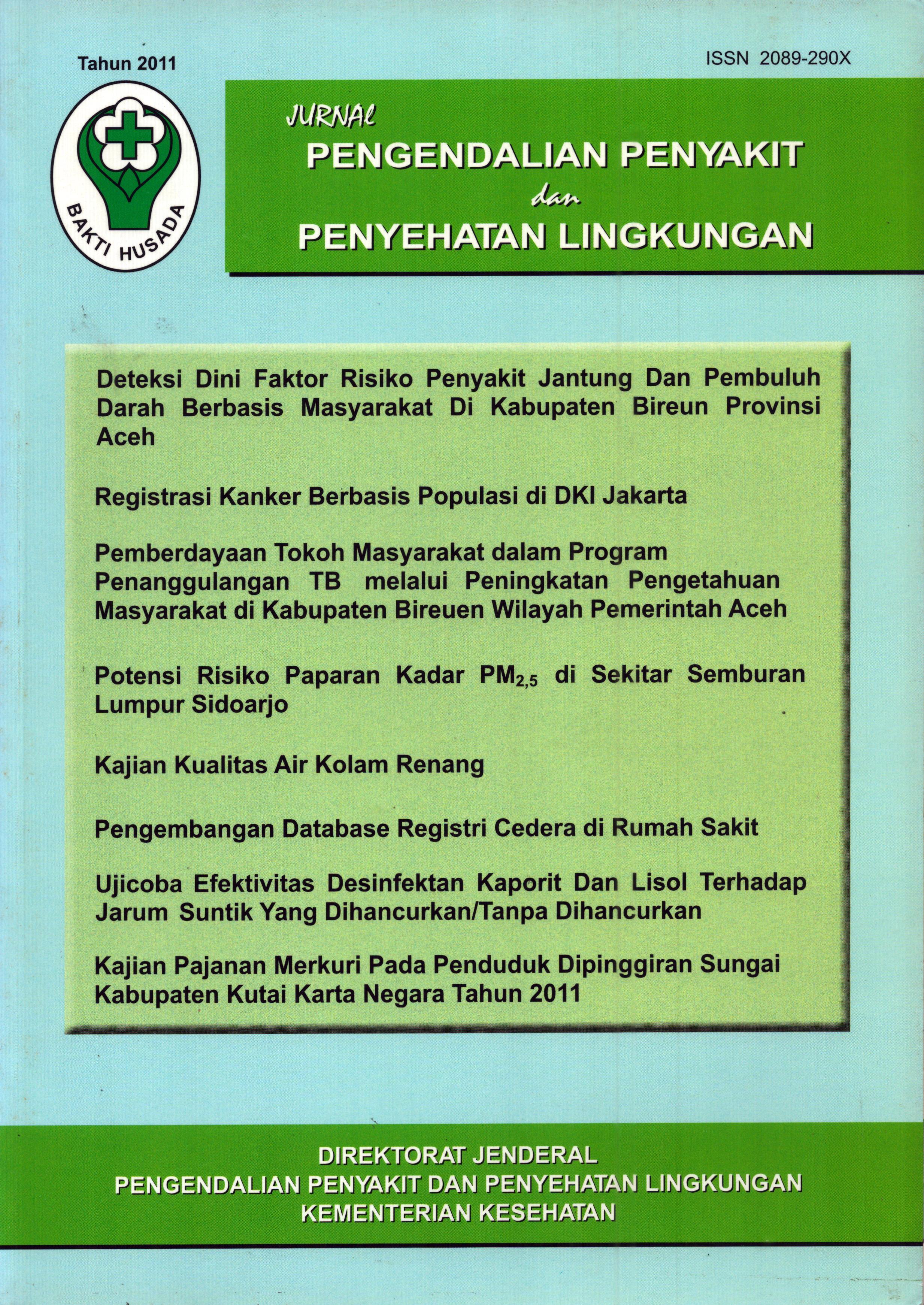 Cover Jurnal Pengendalian Penyakit dan Penyehatan Lingkungan / Kepala Bagian Humas