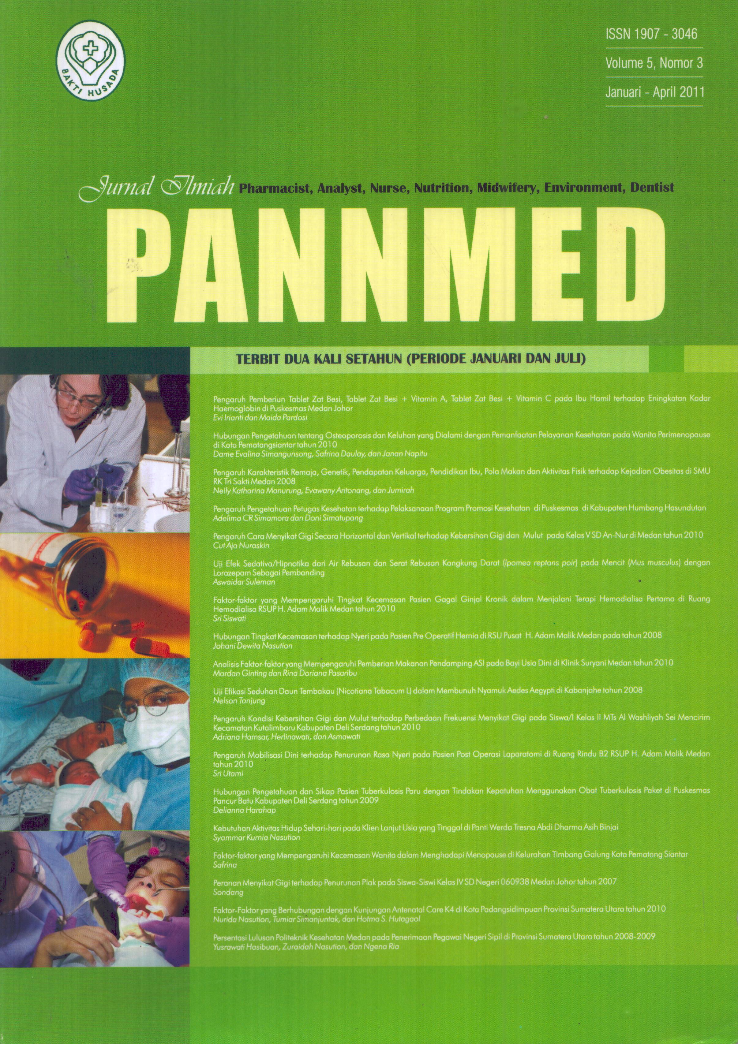 Cover Jurnal Ilmiah (PANNMED) / Ir. Zuraidah Nasution, M.Kes