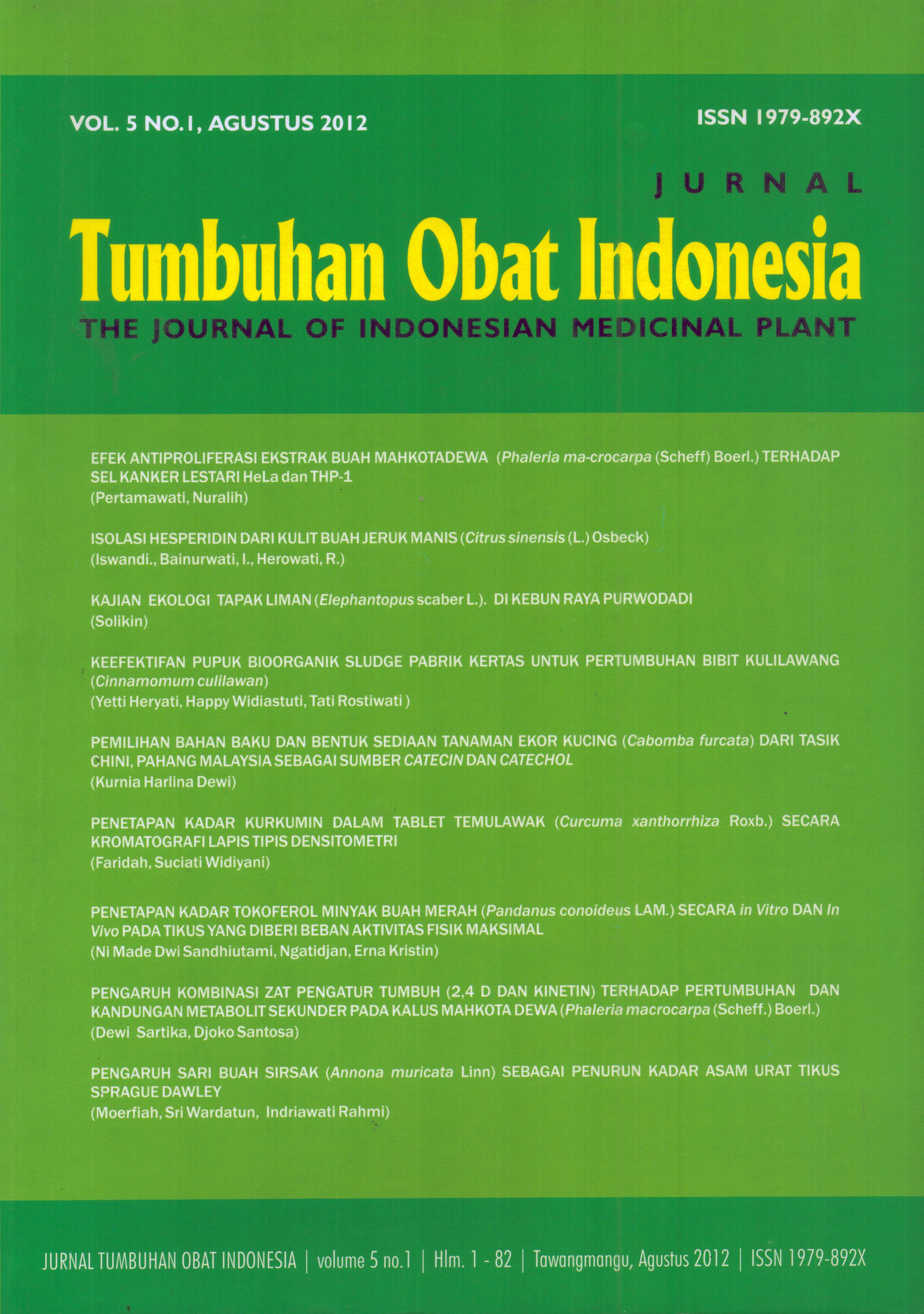 Cover Tumbuhan Obat Indonesia 1 / Badan Penelitian dan Pengembangan Kesehatan