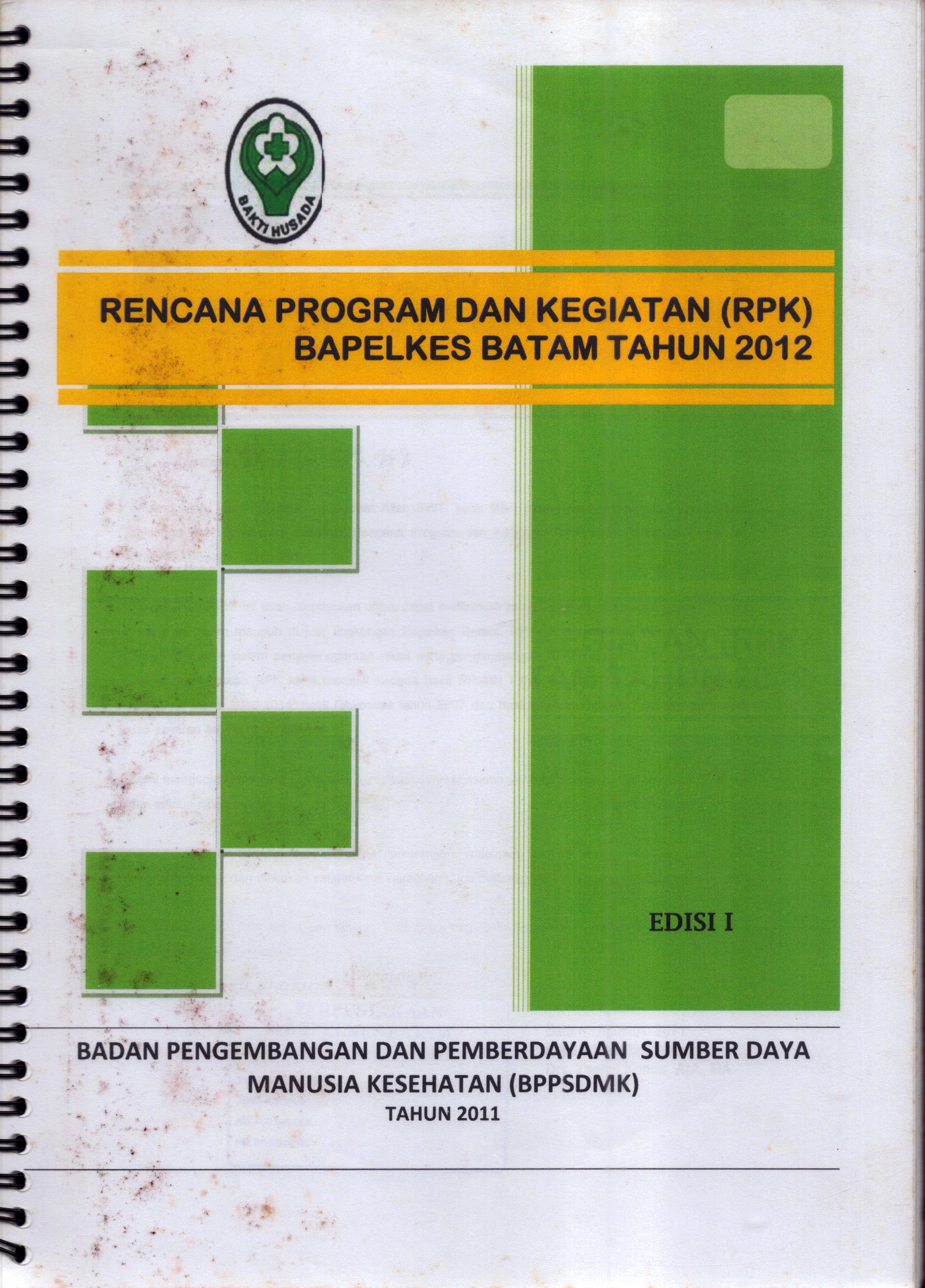 Cover Rencana Program dan Kegiatan (RPK) / Balai Pelatihan Kesehatan Batam