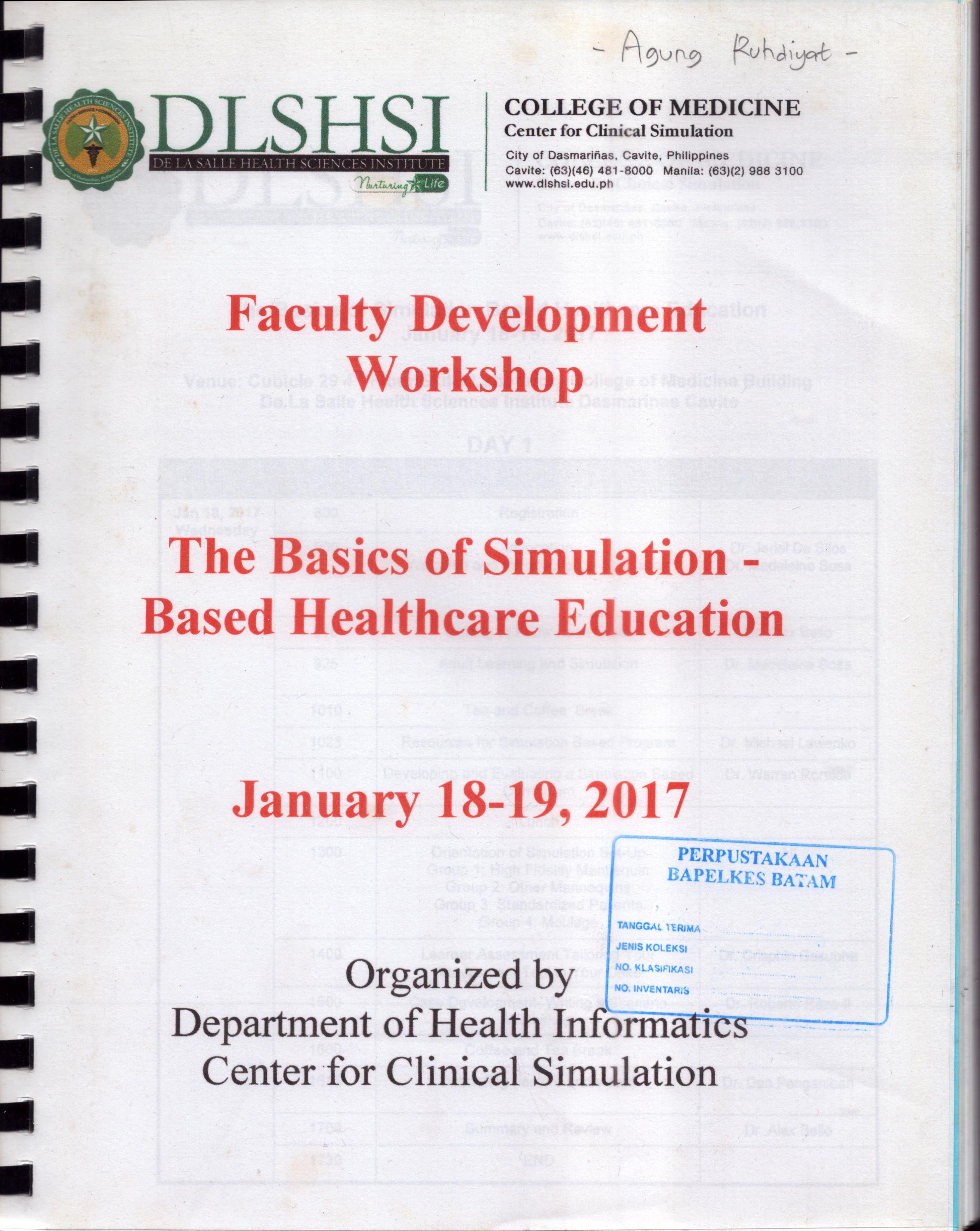 Cover The Basic of Simulation Based Healthcare Education / De La Salle Health Sciences Institute