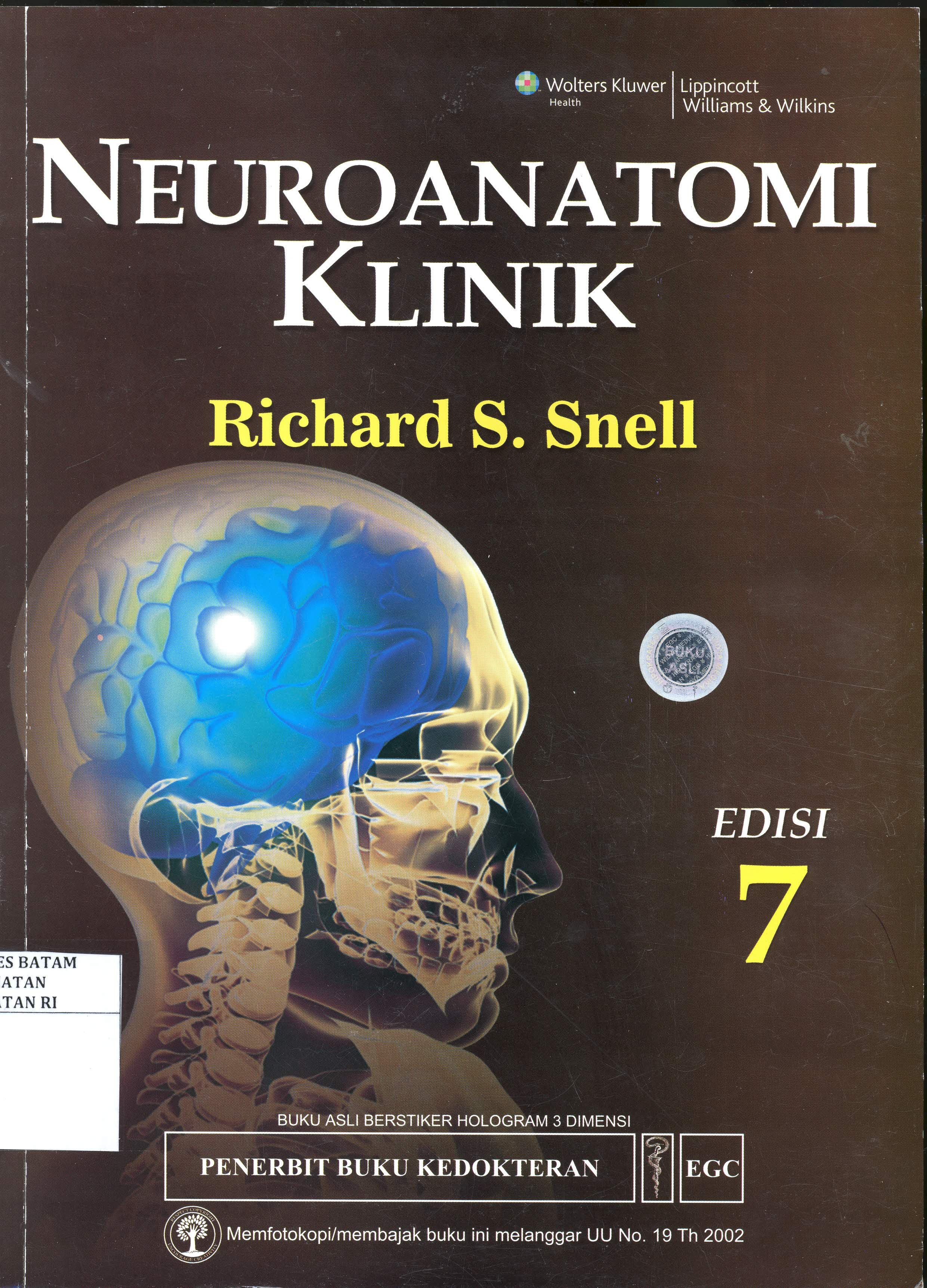 Cover Neuroanatomi Klinik :  - / Richard S. Snell