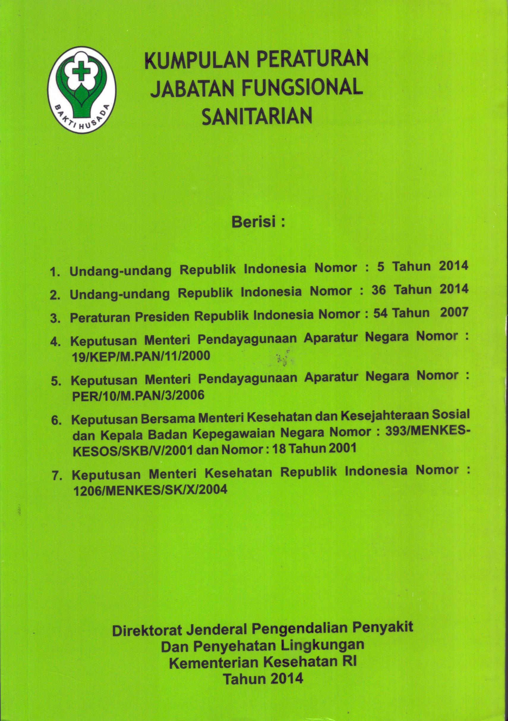 Cover Jabatan Fungsional Sanitarian :  Kumpulan Peraturan / Kementerian Kesehatan