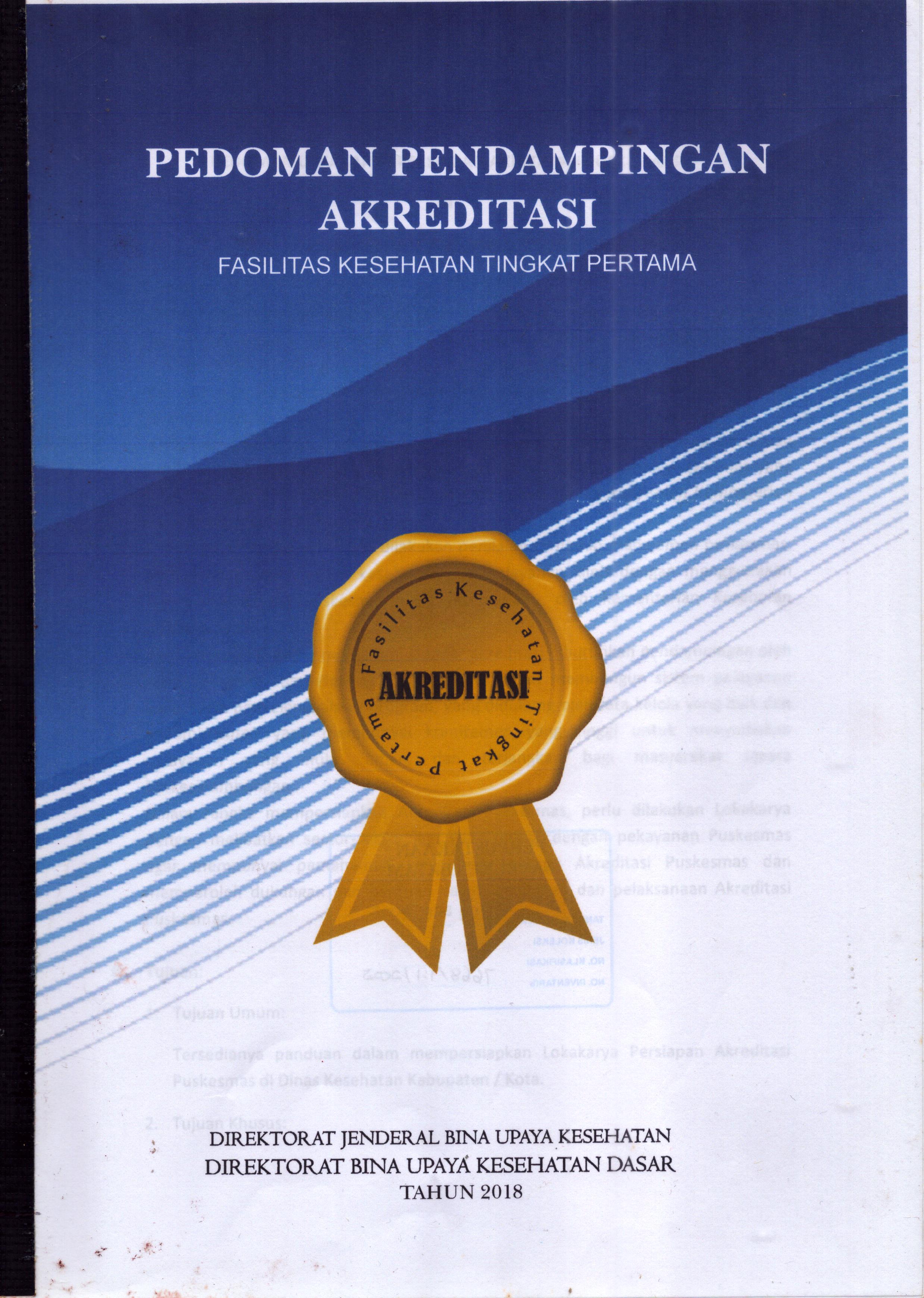Cover Pedoman Pendampingan Akreditasi (Fasilitas Kesehatan Tingkat Pertama) / Kementerian Kesehatan