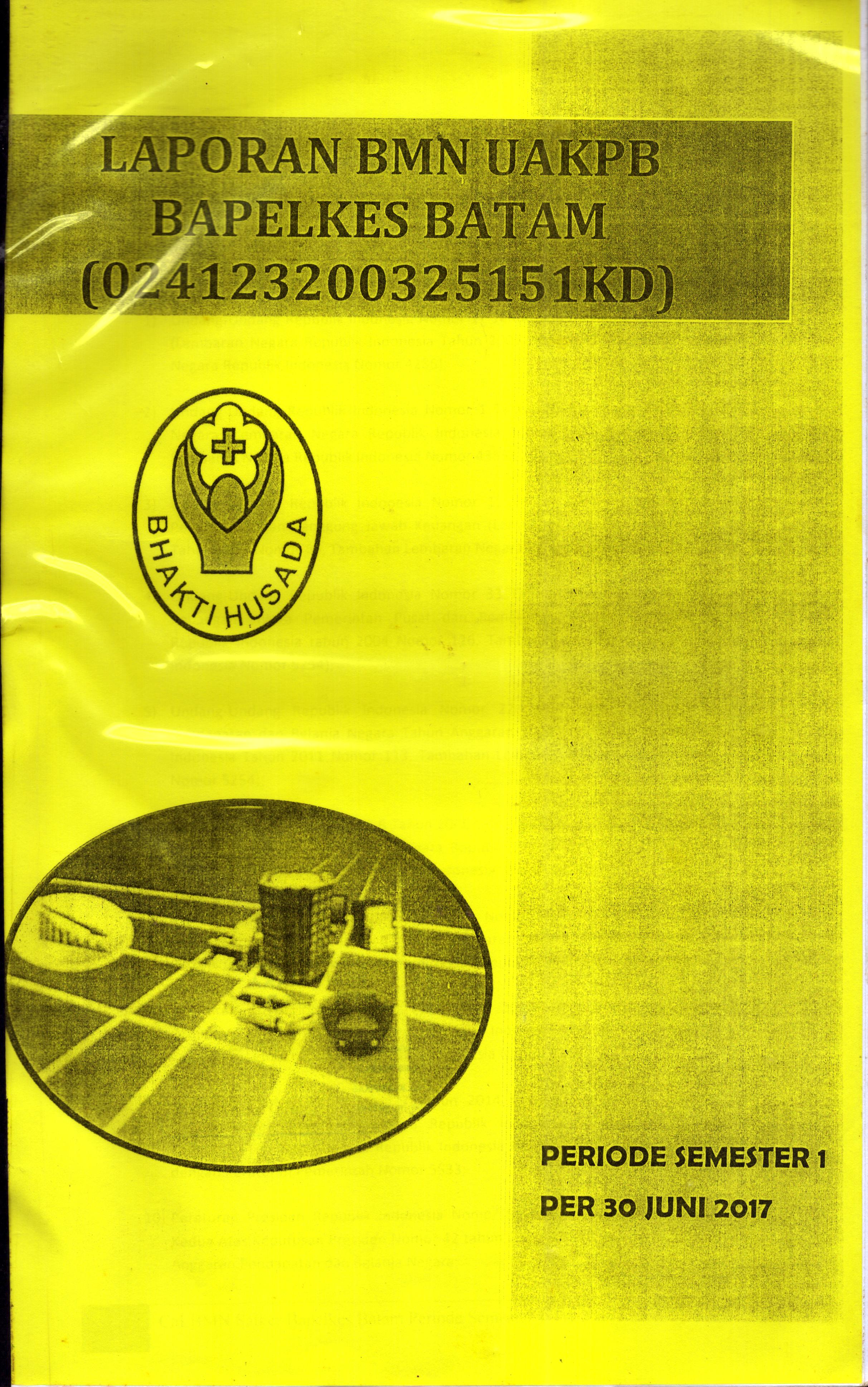 Cover Laporan BMN UAKPB Bapelkes Batam / Balai Pelatihan Kesehatan Batam