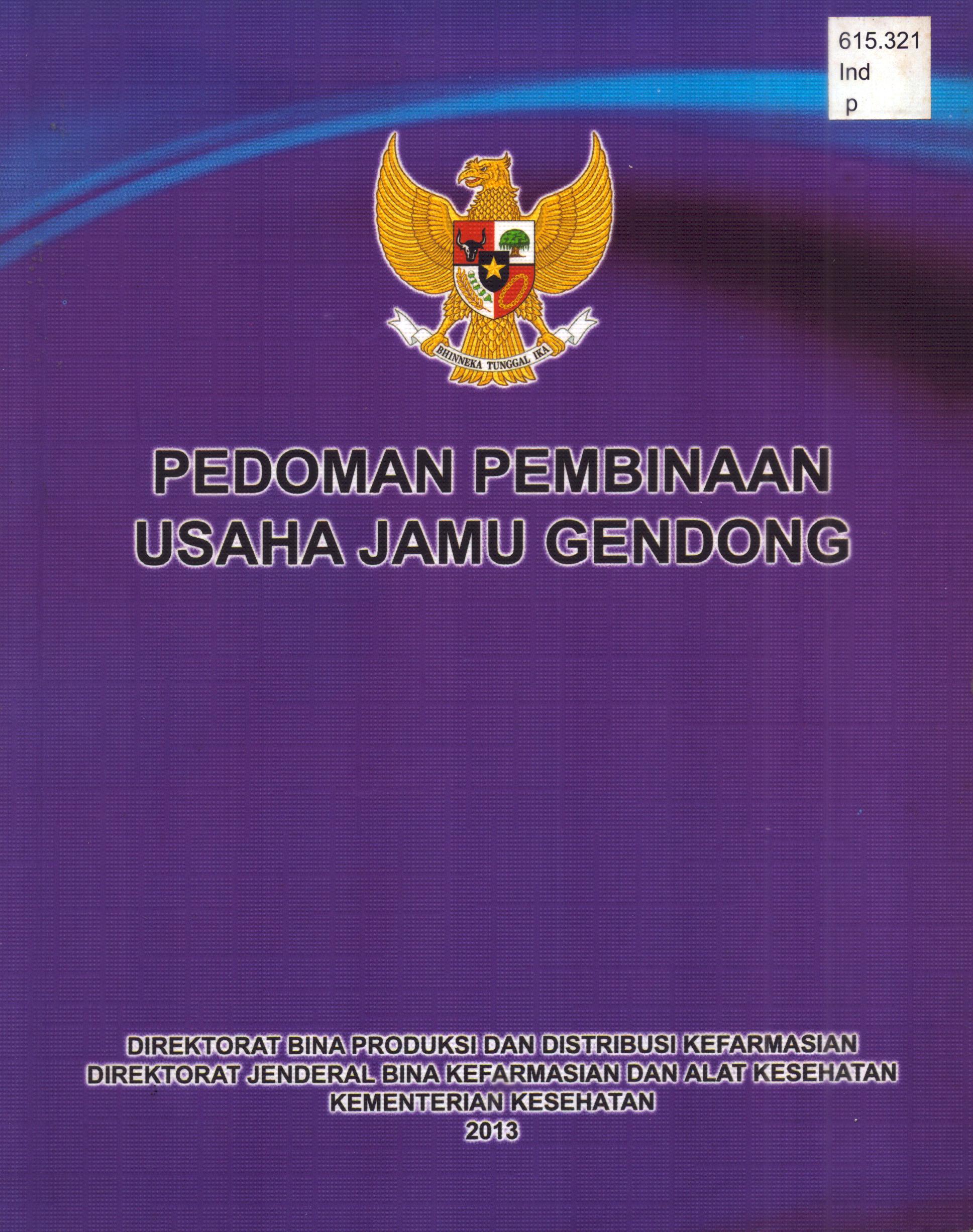 Cover Pedoman Pembinaan Usaha Jamu Gendong / Direktorat Jenderal Bina Kefarmasian dan Alat Kesehatan