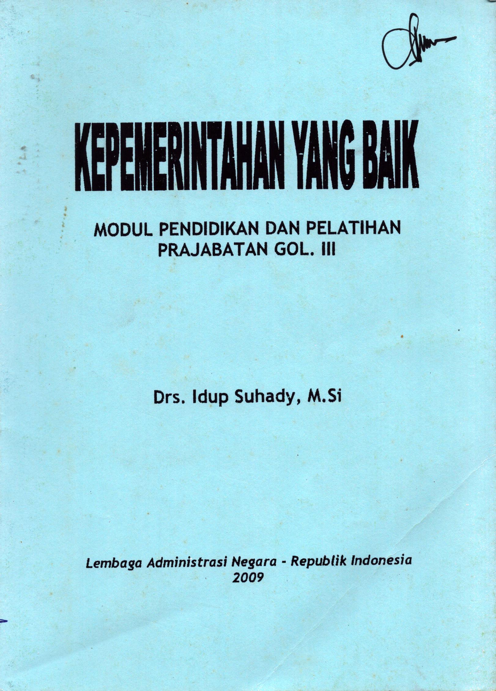 Cover Kepemerintahan yang Baik / Lembaga Administrasi Negara Republik Indonesia