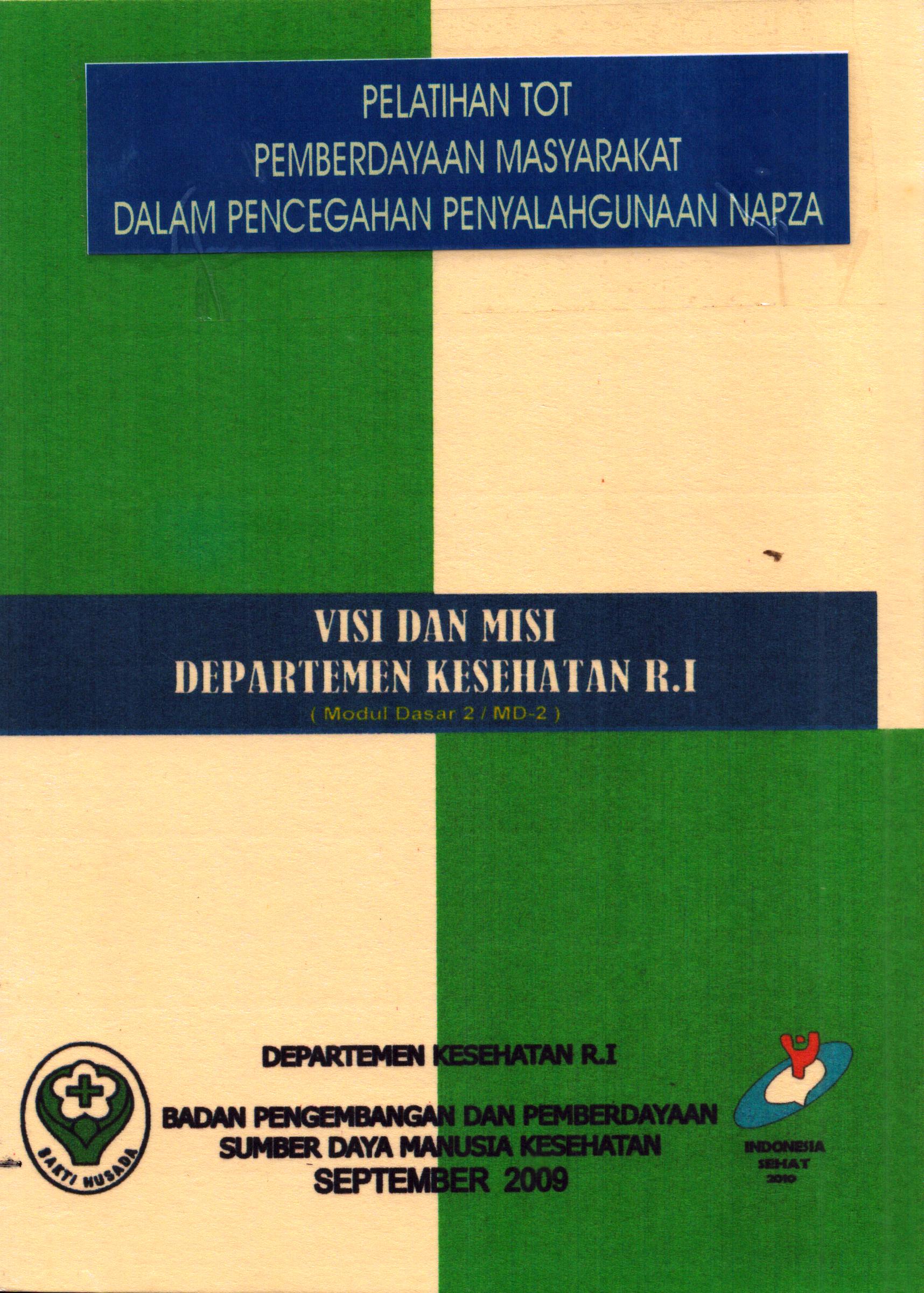 Cover Visi dan Misi Departemen Kesehatan R.I / Badan Pengembangan dan Pemberdayaan Sumber Daya Manusia Kesehatan