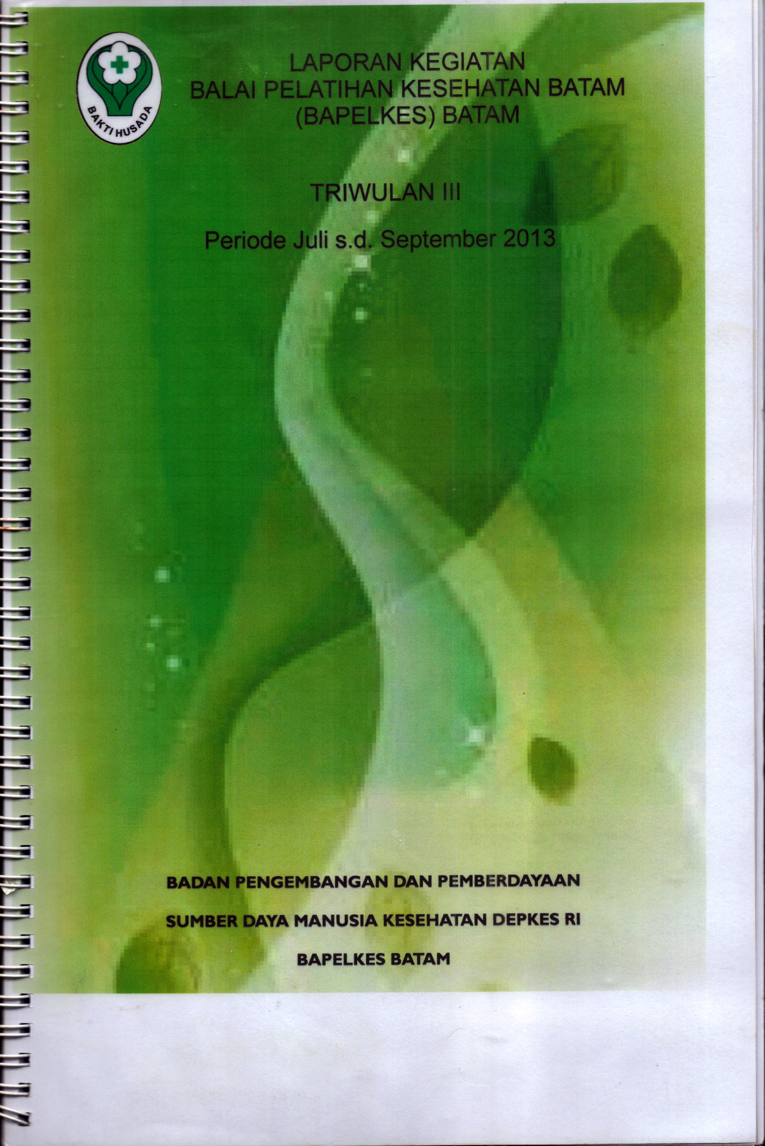 Cover Laporan Kegiatan Balai Pelatihan Kesehatan Batam (Triwulan III) :  Juli-September 2013 / Balai Pelatihan Kesehatan Batam