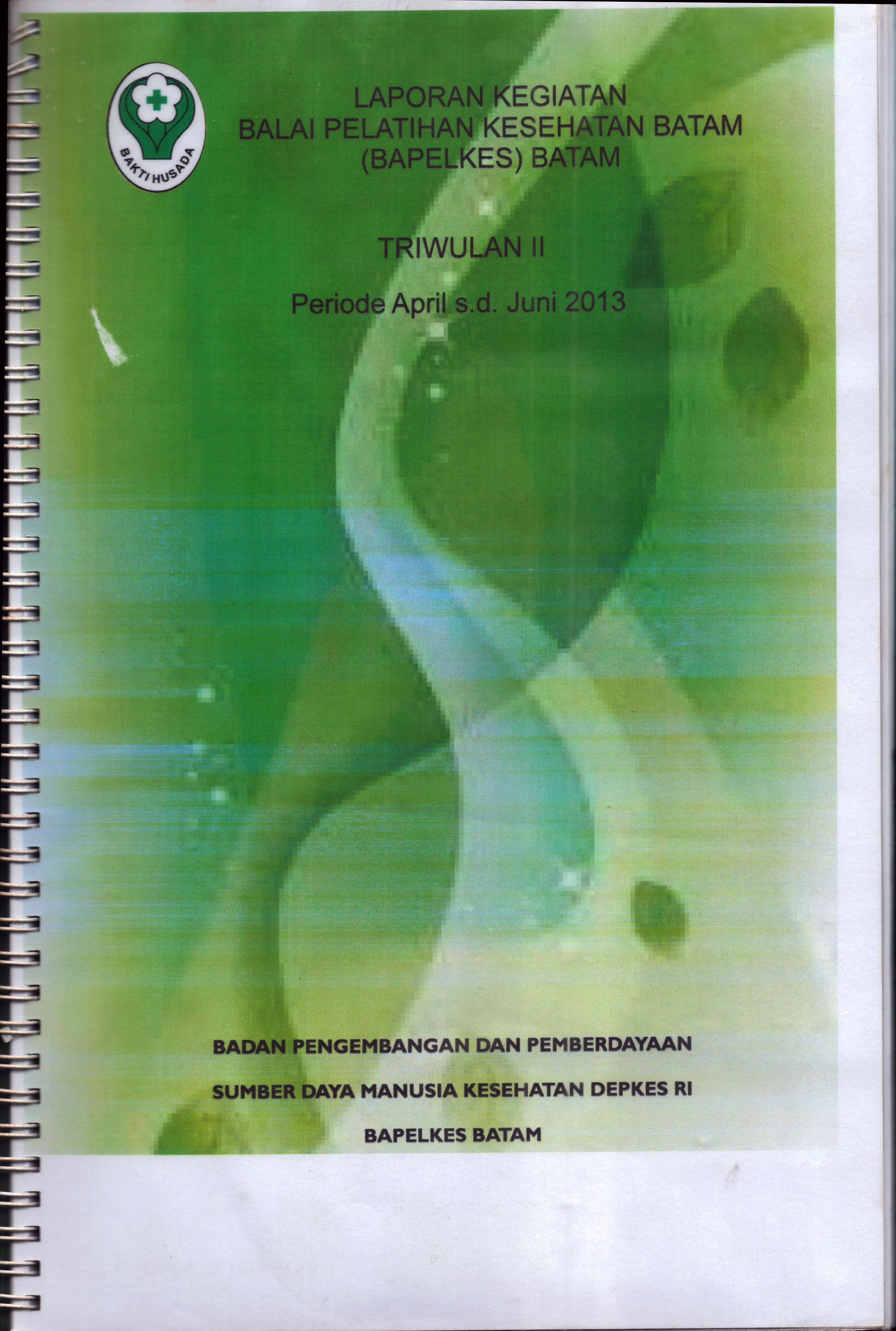 Cover Laporan Kegiatan Balai Pelatihan Kesehatan Batam (Triwulan II) :  April-Juni Tahun 2013 / Balai Pelatihan Kesehatan Batam