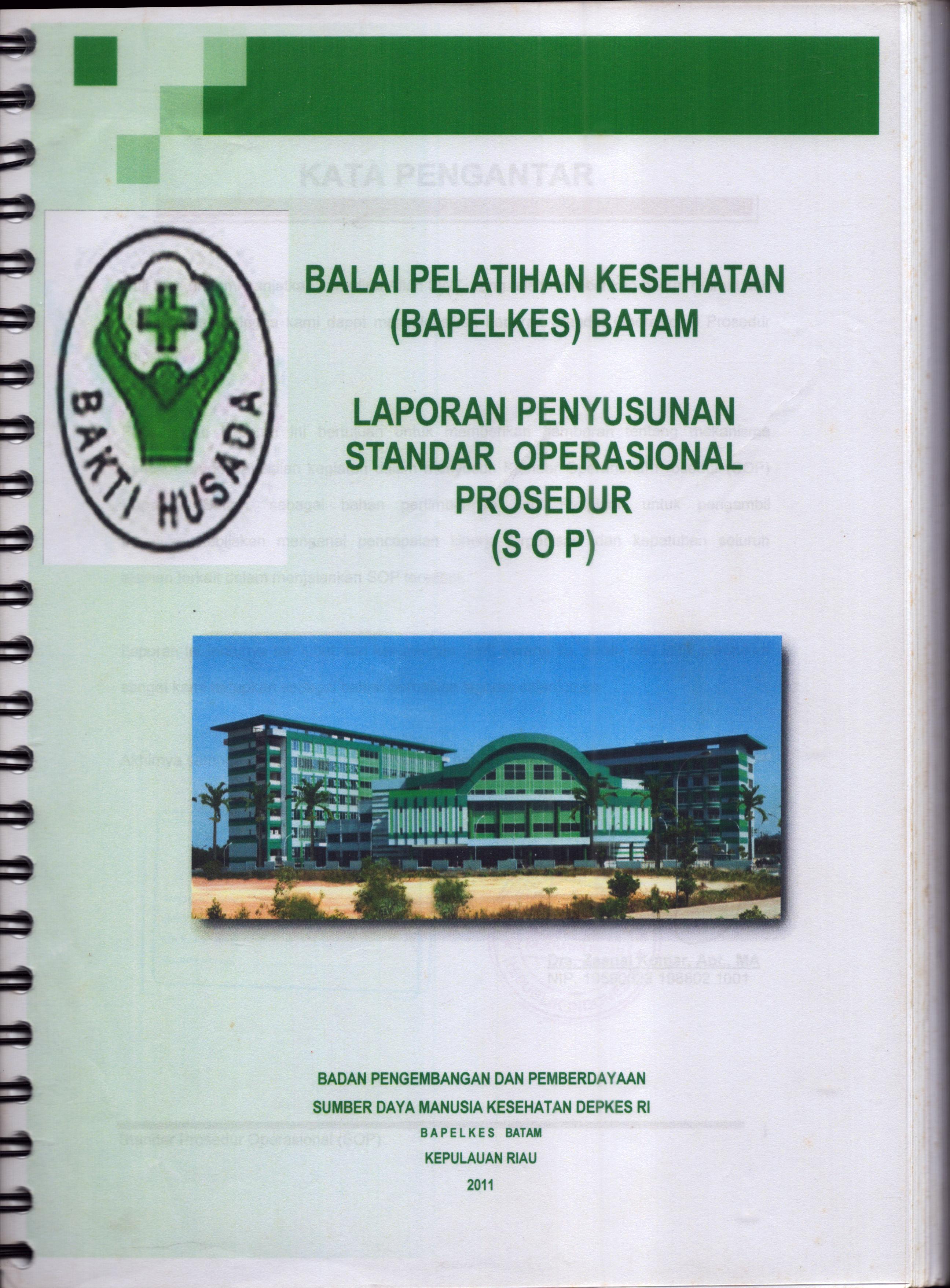 Cover Laporan Penyusunan Standar Operasional Prosedur (SOP) / Balai Pelatihan Kesehatan Batam