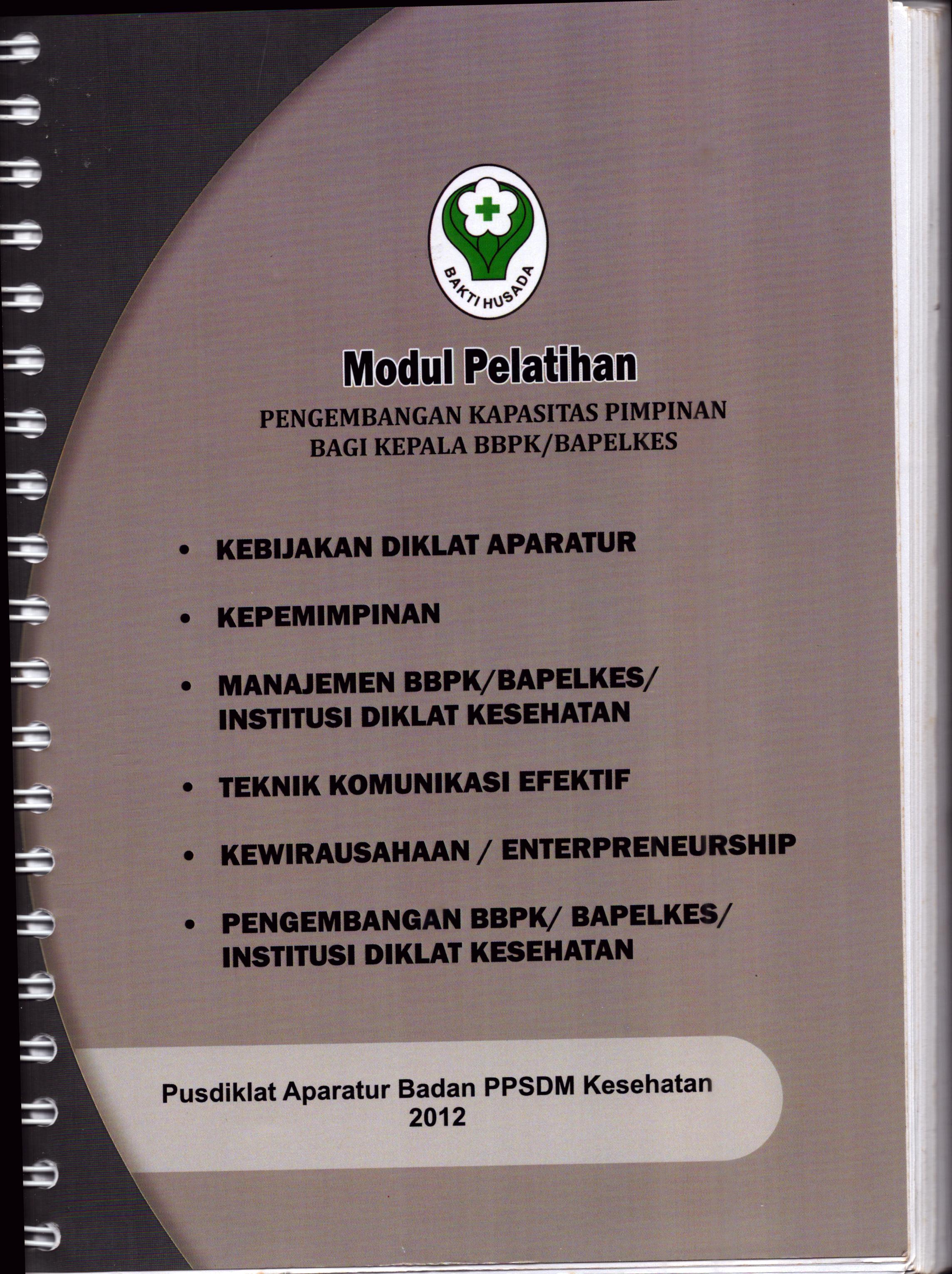 Cover Pengembangan Kapasitas Pimpinan bagi Kepala BBPK/Bapelkes / Pusat Diklat Aparatur