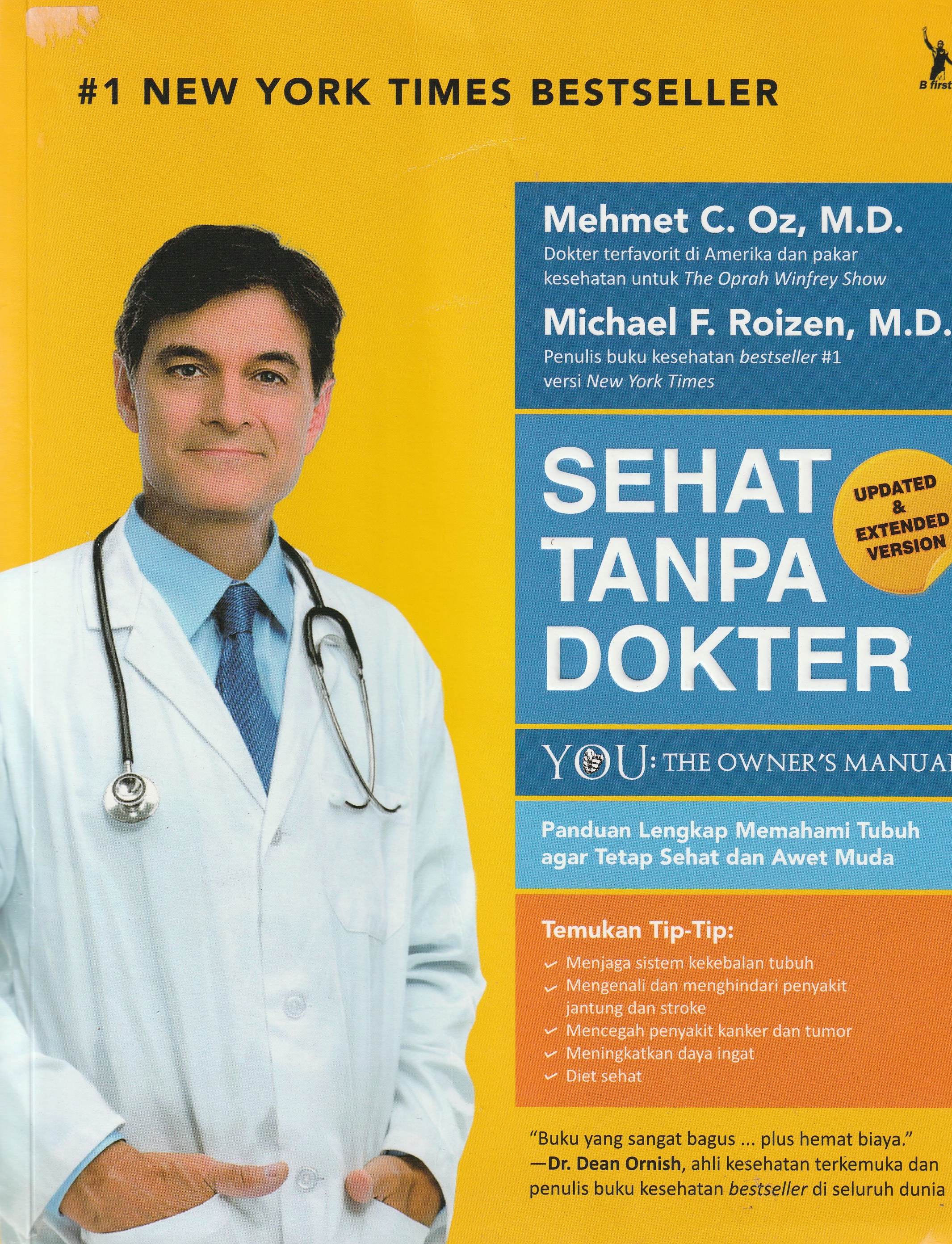 Cover Sehat Tanpa dokter. :  Panduan Lengkap Memahami Tubuh agar Tetap Sehat dan Awet Muda / Mehmet C. Oz, M.D